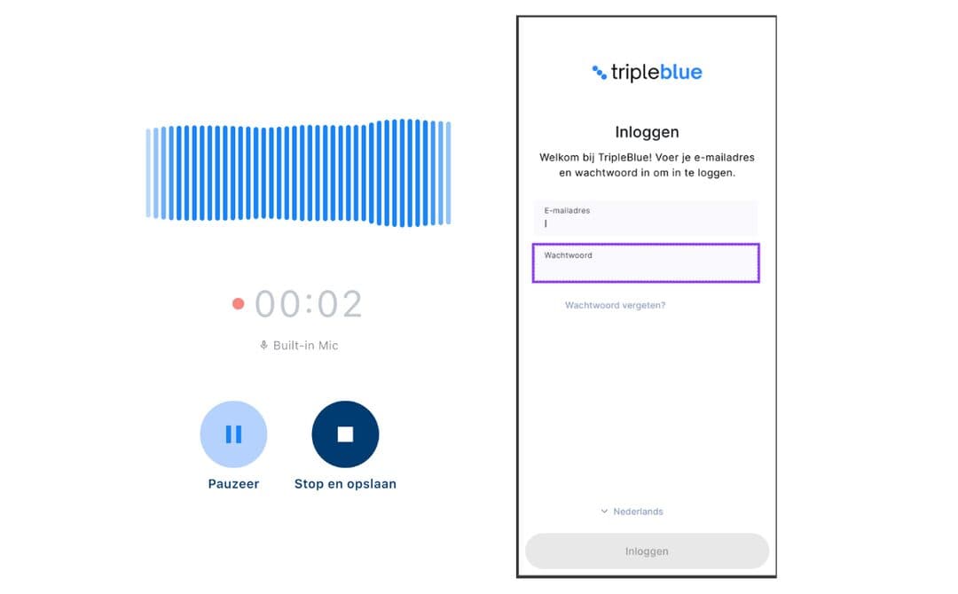 Tripleblue web platform and mobile app screens